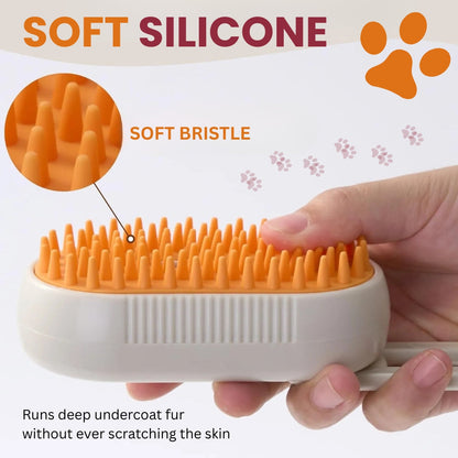 AEXZR® 3-in-1 Pet Steam Brush 🧖‍♀️ Massages & Removes Tangles | Stops Flying Fur