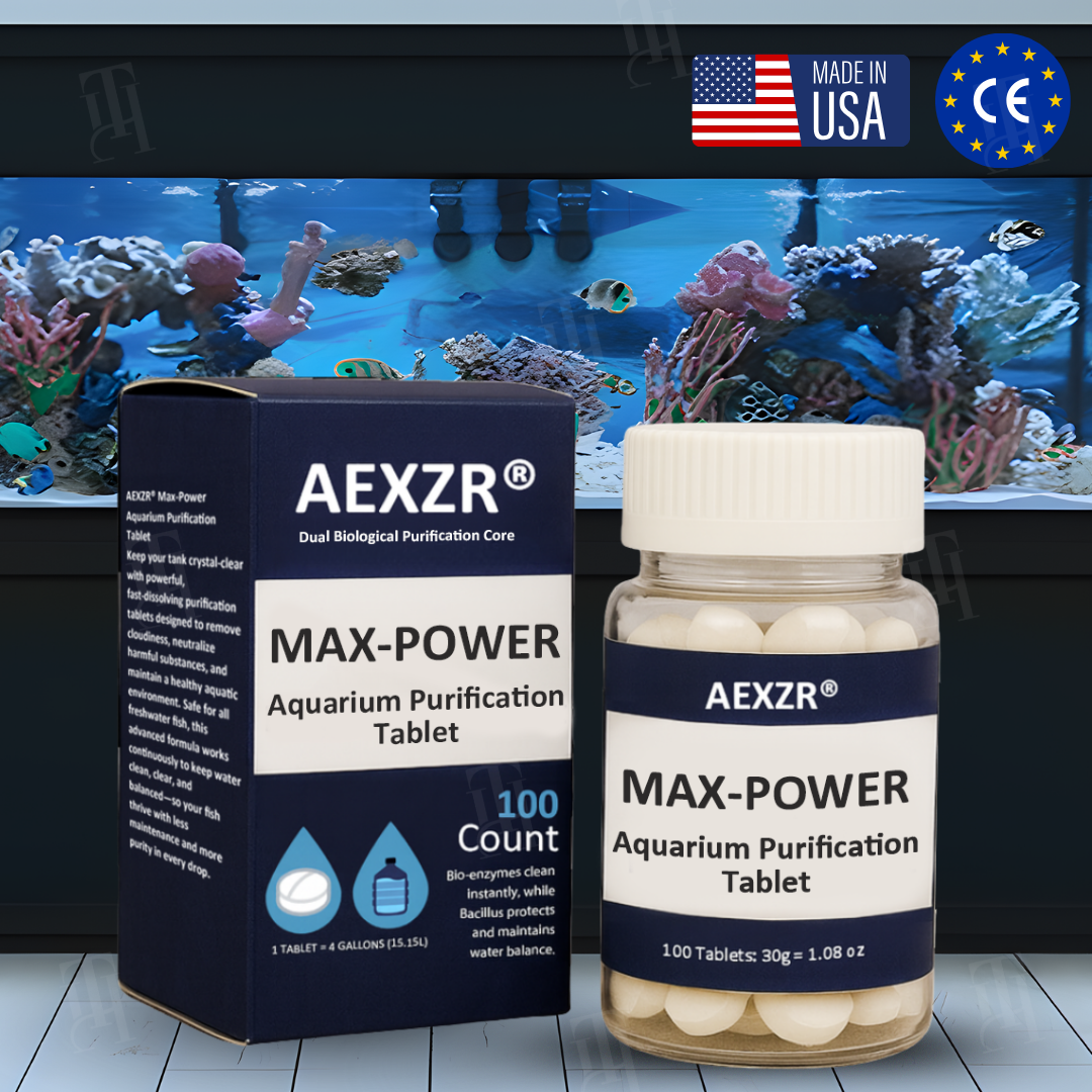 💊 Instantly Clears Water & Removes Ammonia | Reduces Water Changes AEXZR® Max-Power Aquarium Purification Tablet