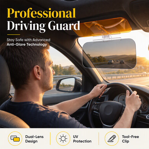 🚗 Universal HD Anti-Glare Car Visor – ☀️Clearer Day & Night Driving🌙
