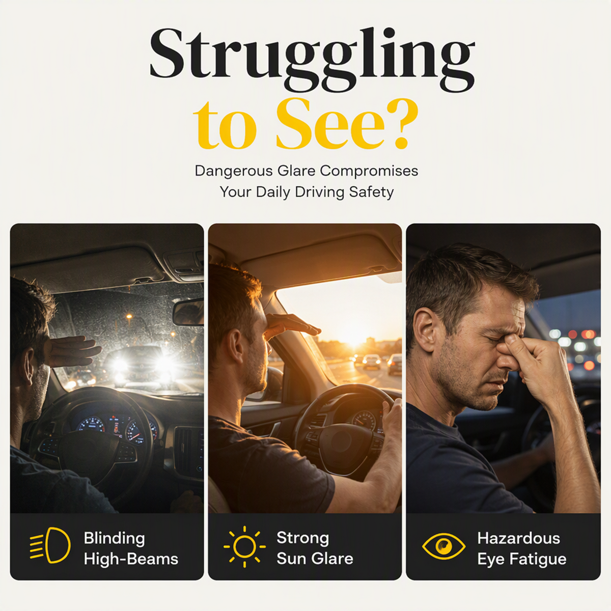 🚗 Universal HD Anti-Glare Car Visor – ☀️Clearer Day & Night Driving🌙