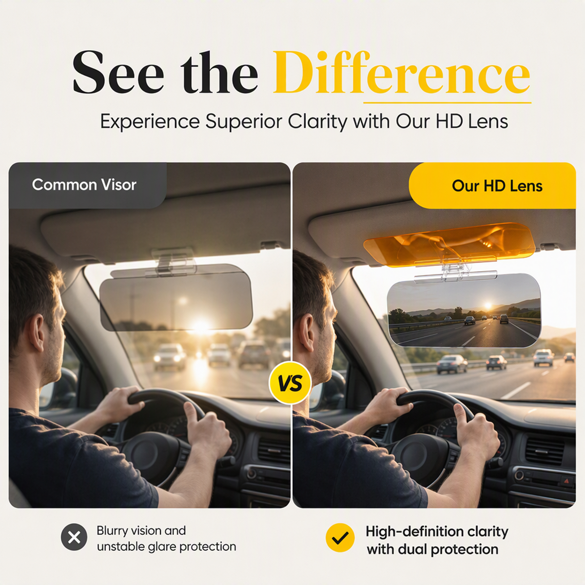 🚗 Universal HD Anti-Glare Car Visor – ☀️Clearer Day & Night Driving🌙