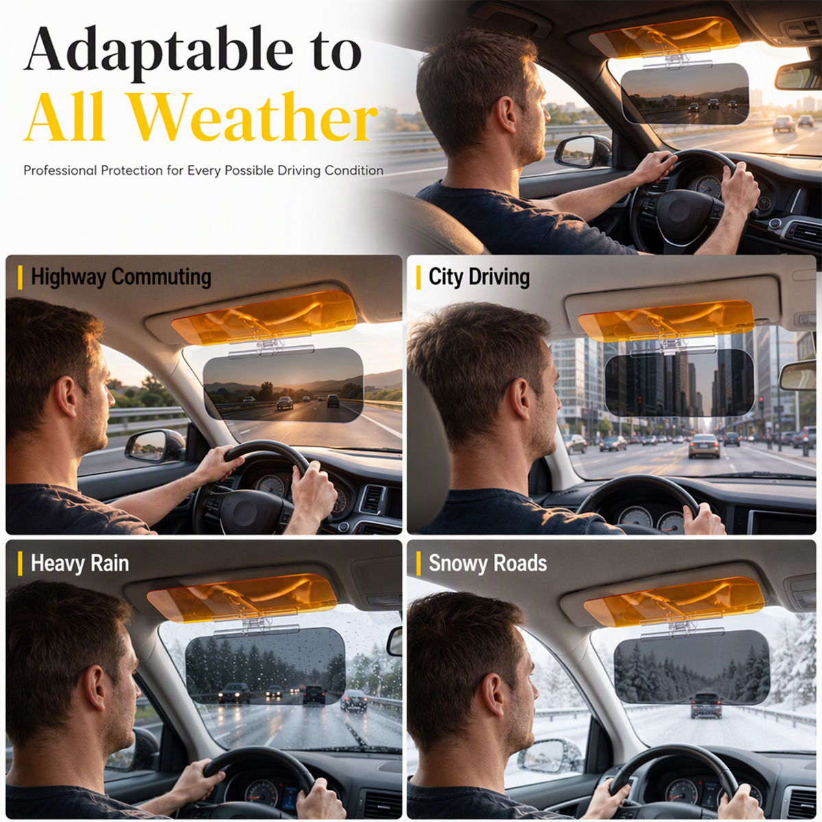 🚗 Universal HD Anti-Glare Car Visor – ☀️Clearer Day & Night Driving🌙