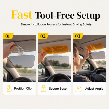 🚗 Universal HD Anti-Glare Car Visor – ☀️Clearer Day & Night Driving🌙