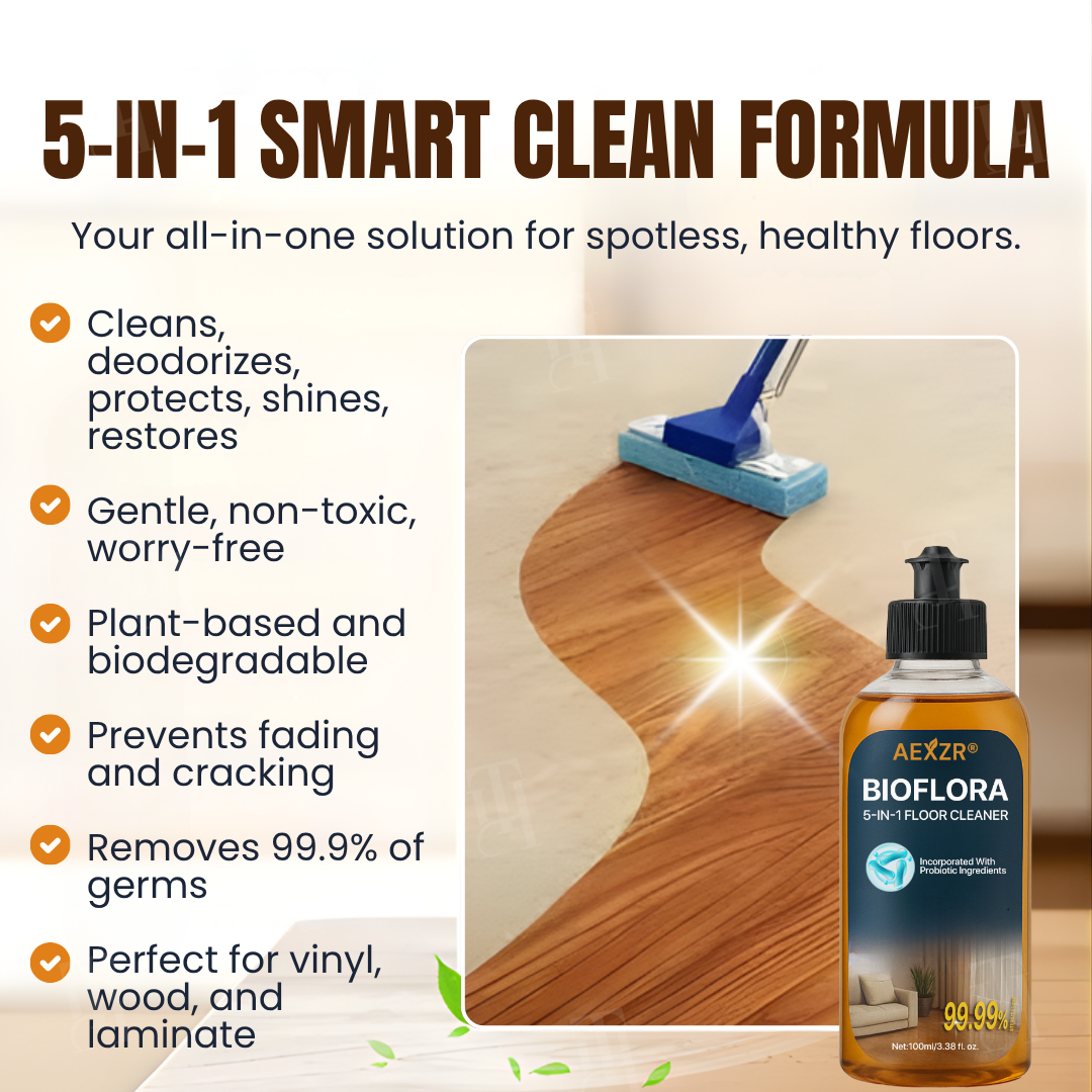AEXZR® BioFlora 5-in-1 Floor Cleaner 🌿 10-Min Fast Dry & Baby Safe | Prebiotic Formula