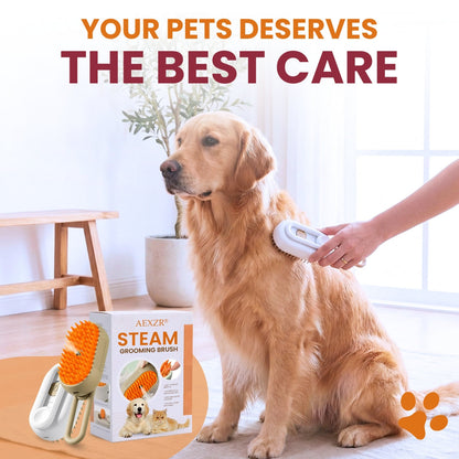 AEXZR® 3-in-1 Pet Steam Brush 🧖‍♀️ Massages & Removes Tangles | Stops Flying Fur
