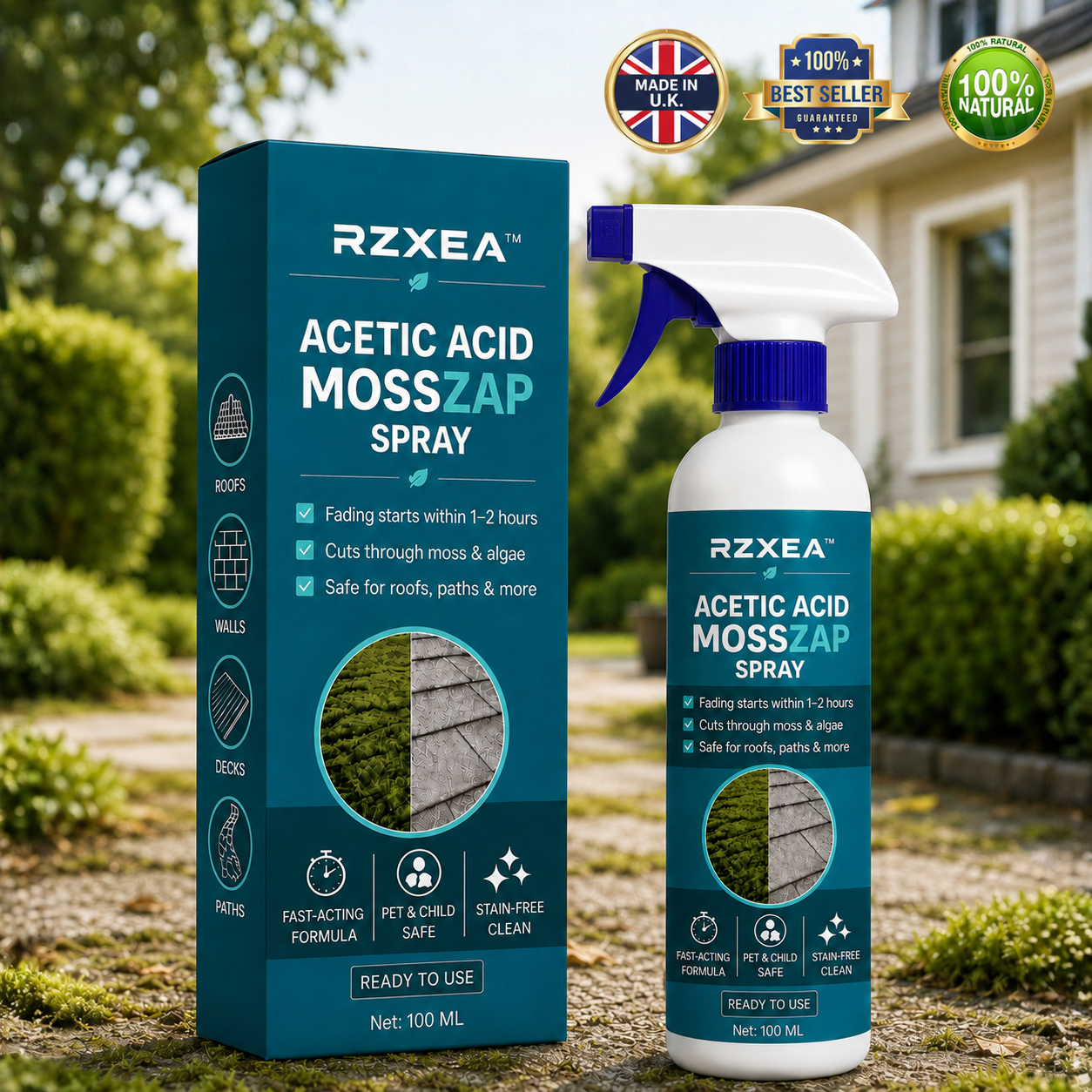 🏆 Official Store | RZXEA™ Acetic Acid MossZap Spray