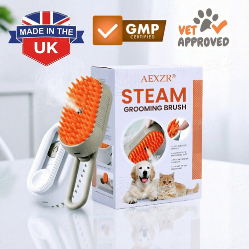 AEXZR® 3-in-1 Pet Steam Brush 🧖‍♀️ Massages & Removes Tangles | Stops Flying Fur