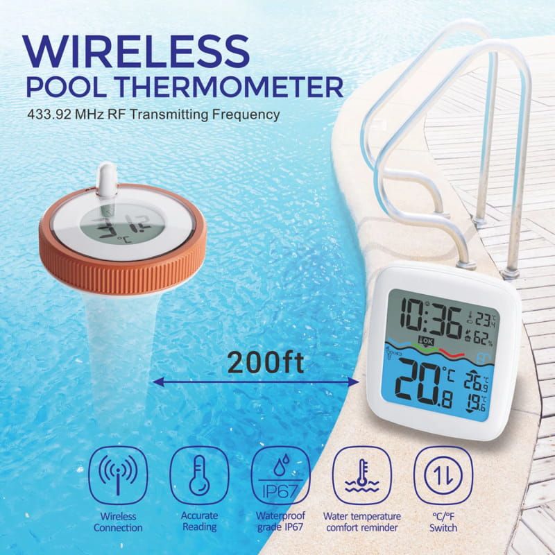 🔥70%Off🔥 RZXEA™  Digital Thermometer Wireless Pool Thermometer Floating Easy-To-Read
